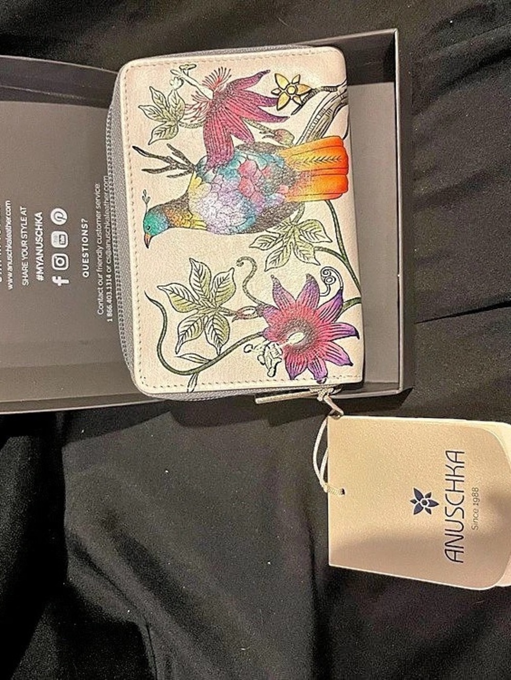 Anuschka Floral Wallet in Cream & Purple NWT